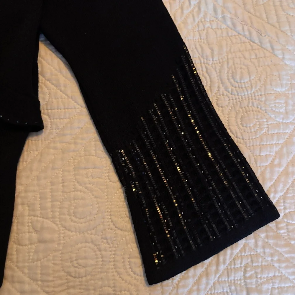 NWOT St. John Evening Luxurious Knit Black Ruffle Wrap Sweater - Sz 8 (Runs big)